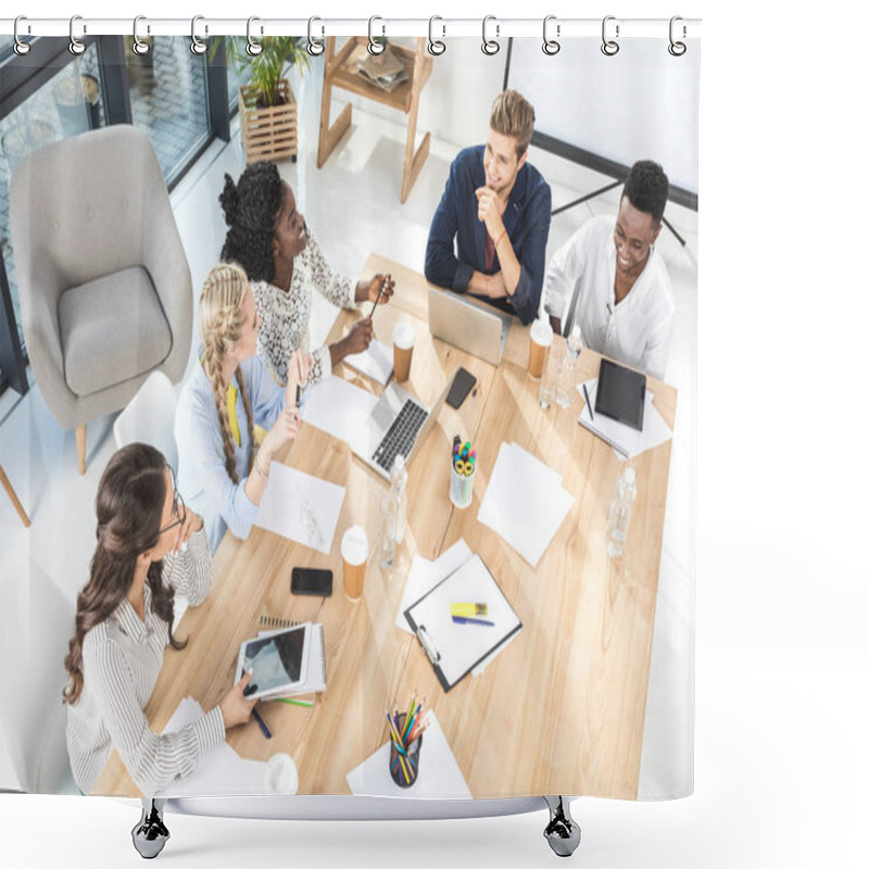 Personality  Multicultural Businesspeople Discussing Work Shower Curtains