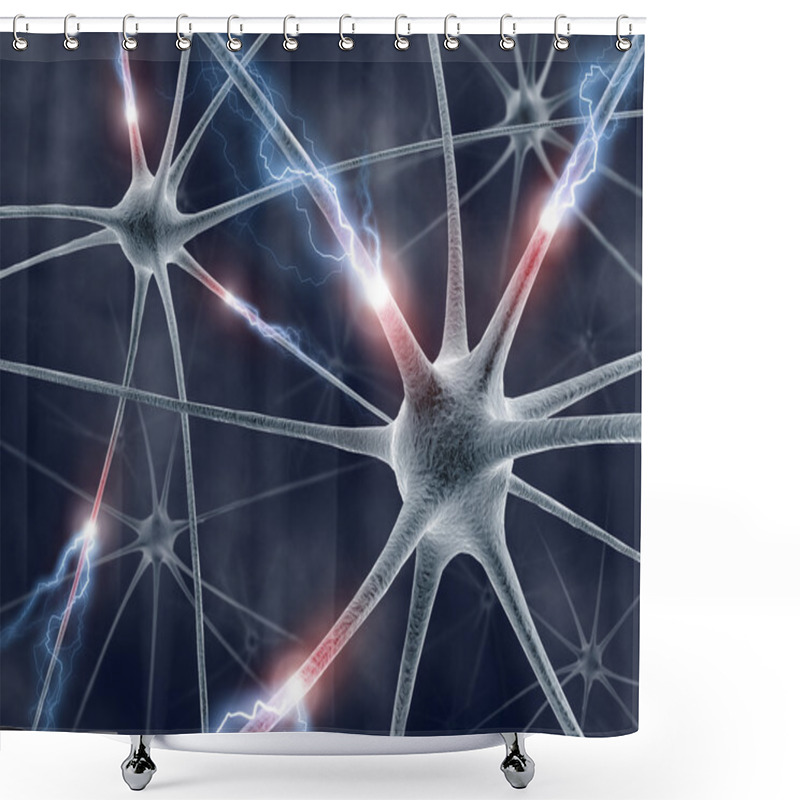 Personality  Neuron Generating Electrical Pulses. Shower Curtains