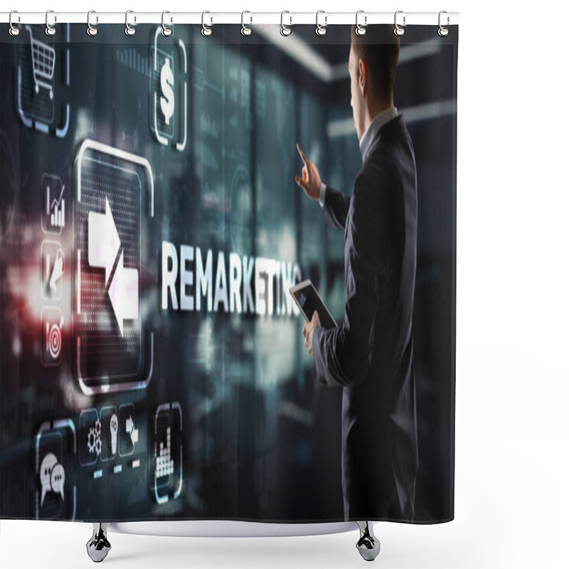 Personality  Remarketing On Virtual Screen. Business Technology Internet And Finance Concept. Shower Curtains