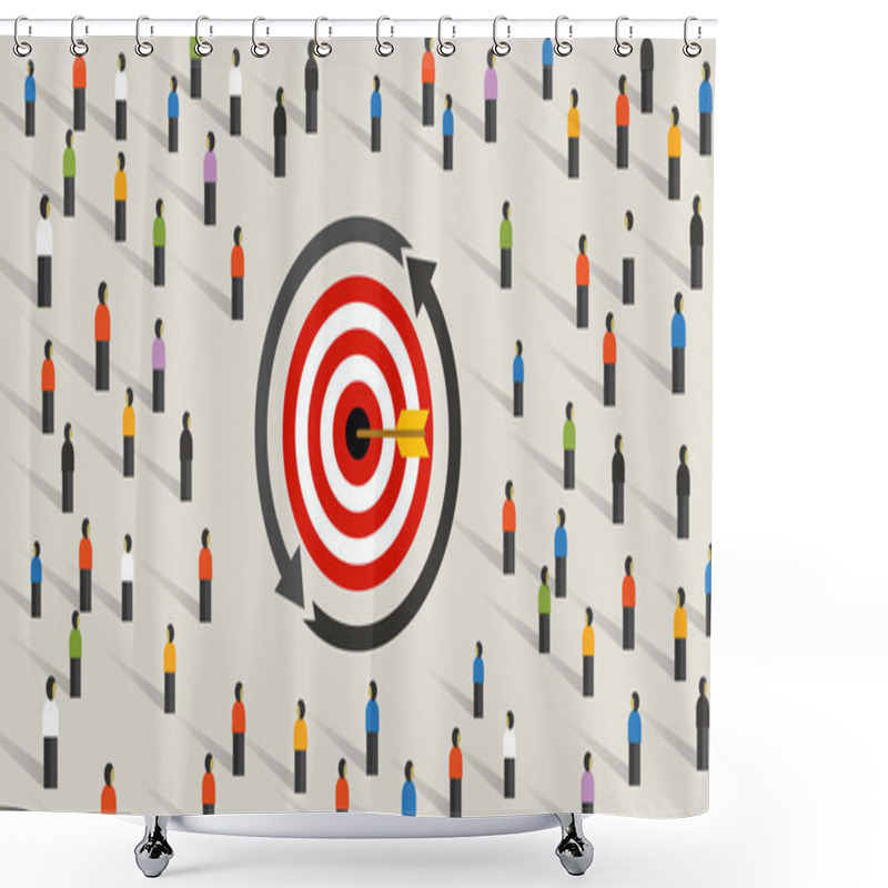 Personality  Retargeting Remarketing Crowd Online Advertising Strategy Of Targeting Visitor. Symbol Of Dart Target Customer Shower Curtains