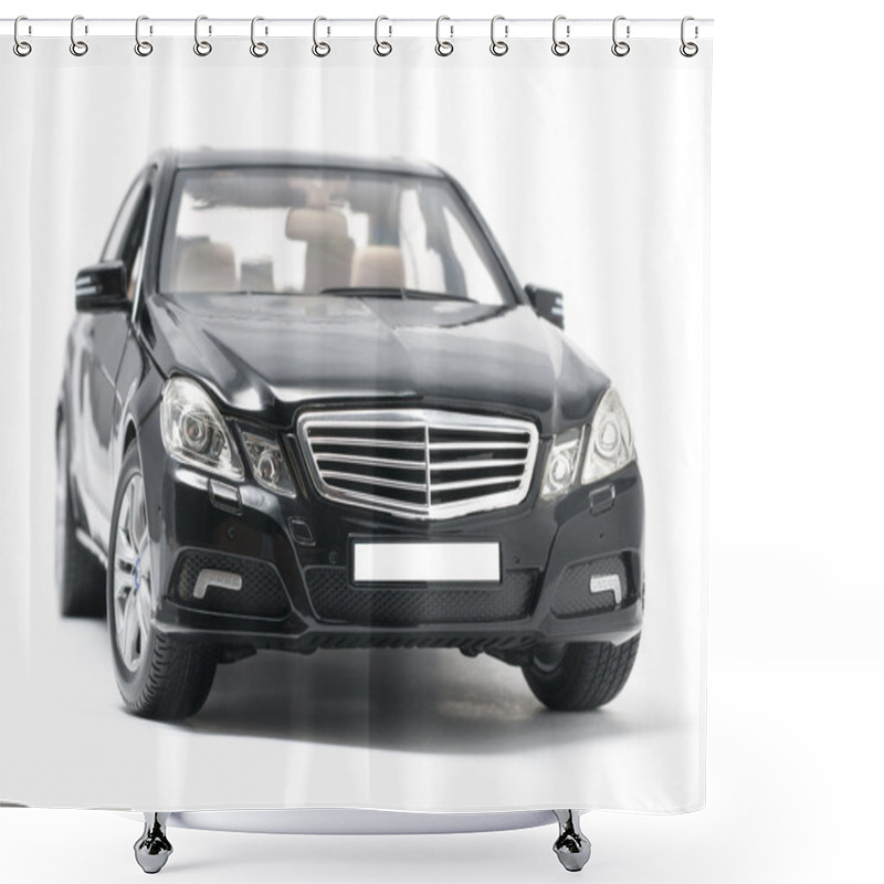 Personality  Front View Of Black Luxury Car Isolated On White Shower Curtains