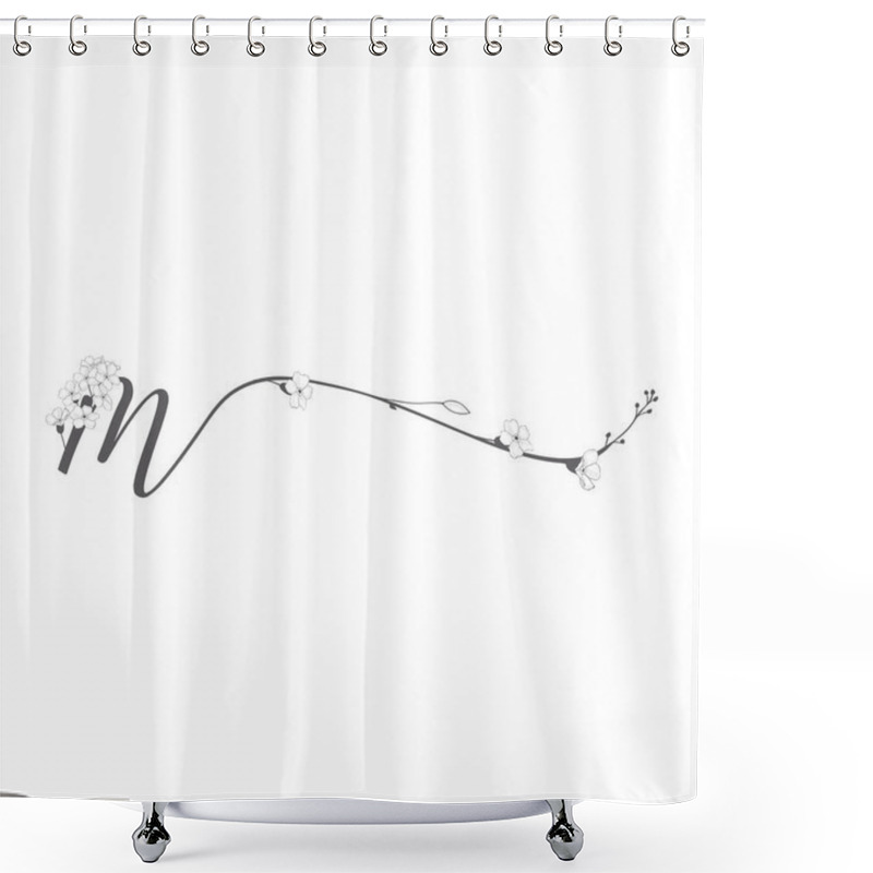 Personality  Vector Hand Drawn Floral M Monogram And Logo Shower Curtains