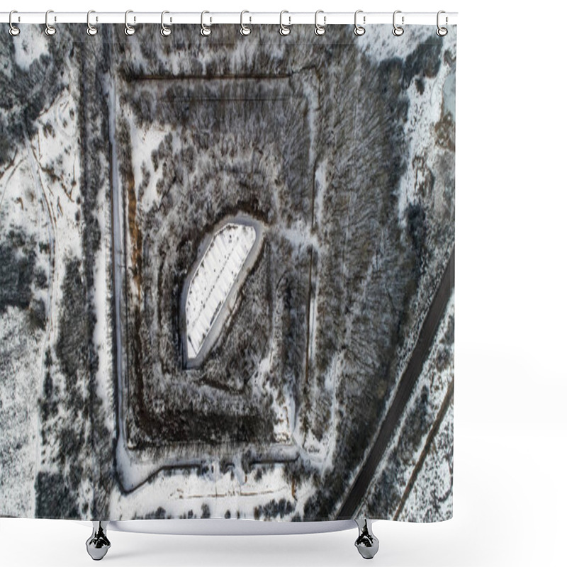 Personality  Aerial View Of Beautiful Ancient Fortress In Forest In Winter. Tarakaniv Fort. Shower Curtains