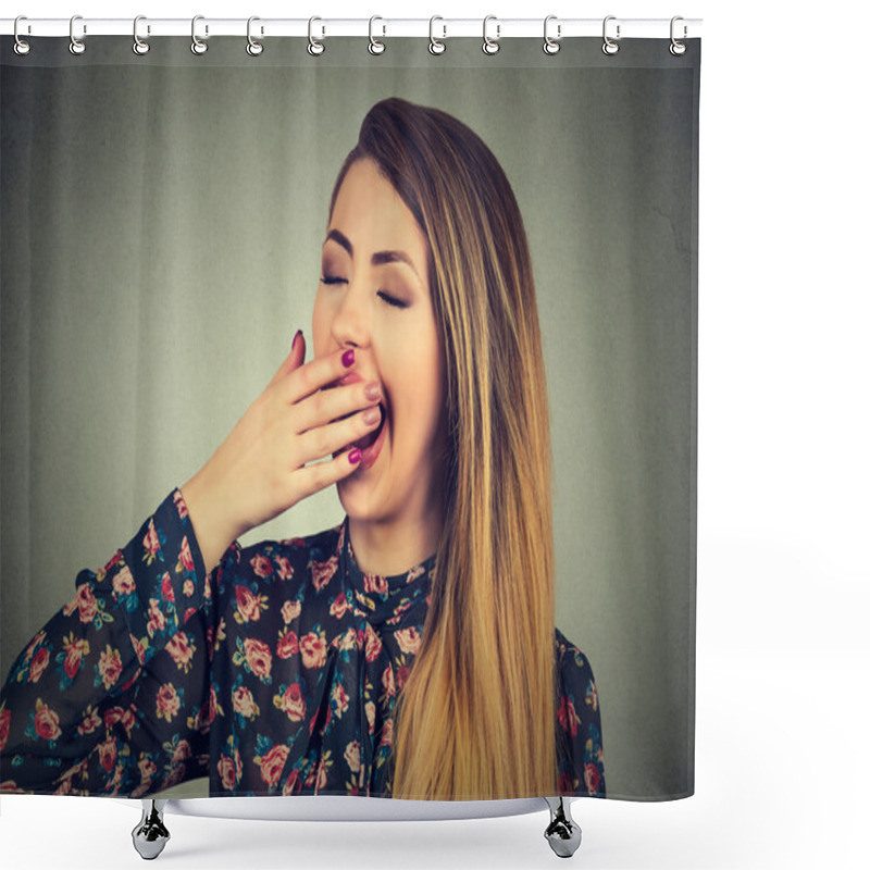 Personality  It Is Too Early For Meeting. Sleepy Woman Yawning Looking Bored Shower Curtains