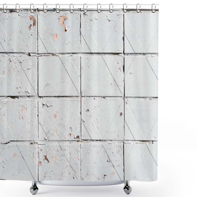 Personality  Close-up View Of Old White Weathered Brick Wall Textured Background   Shower Curtains