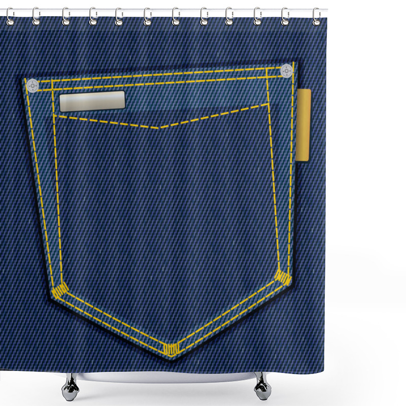 Personality  Denim Pocket Shower Curtains