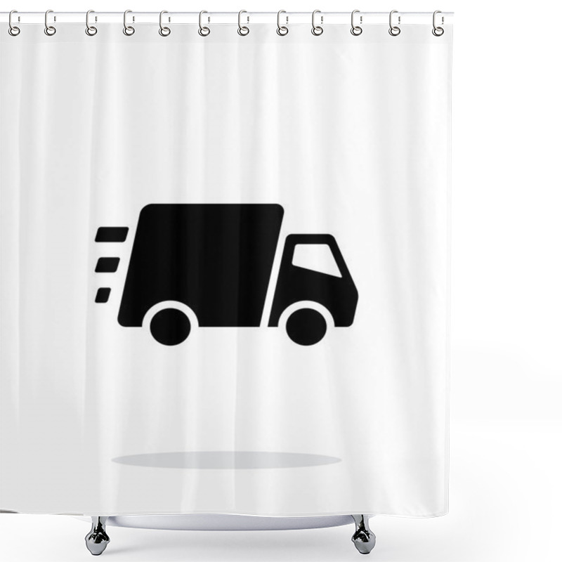 Personality  Fast Delivery Truck Icon On White Background. Shower Curtains