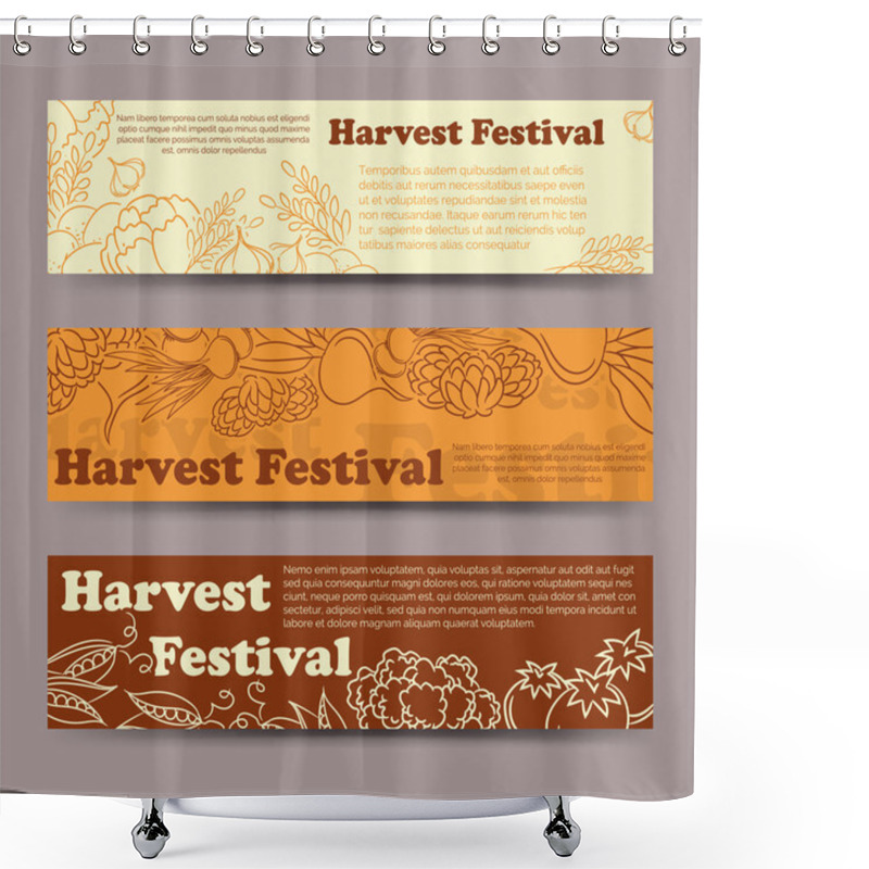 Personality  Harvest Festival Vegetable Horizontal Banners Shower Curtains