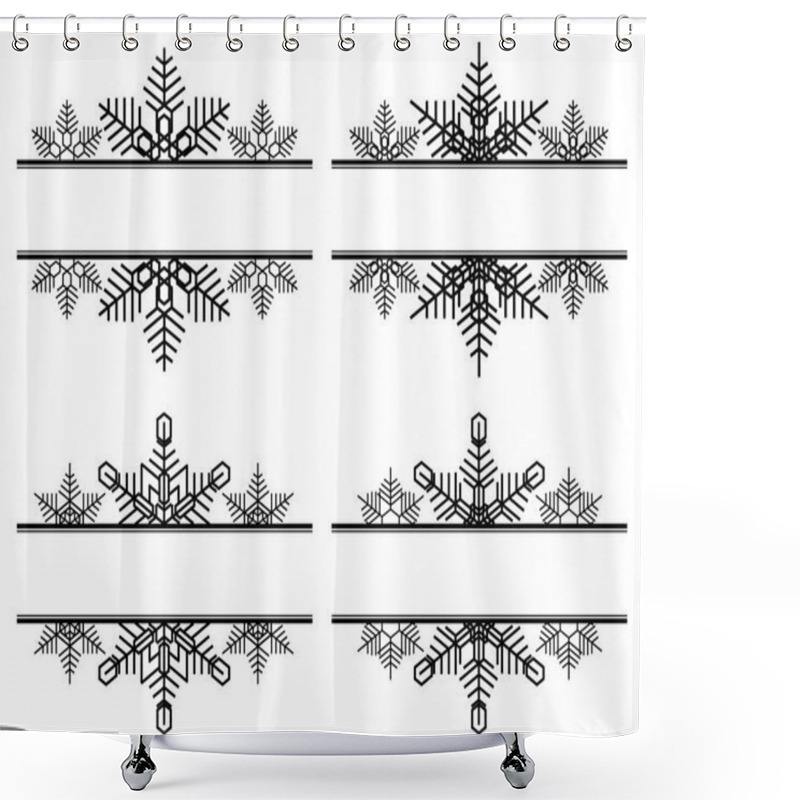 Personality  Set Of Simple Label Decoration From Snowflakes With Space For Title. Shower Curtains