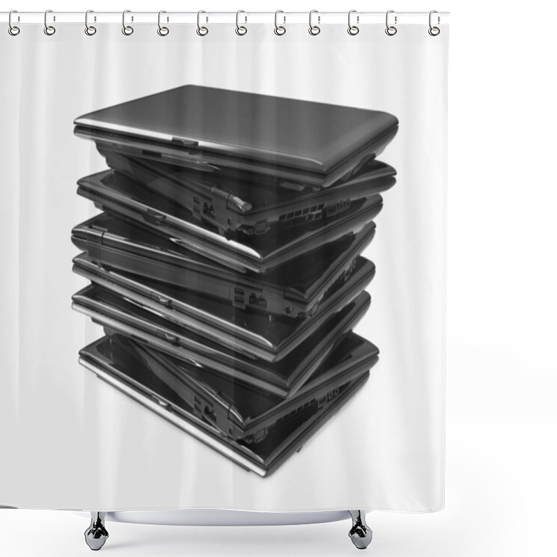 Personality  Stack Of Black Laptops 3d Model Shower Curtains