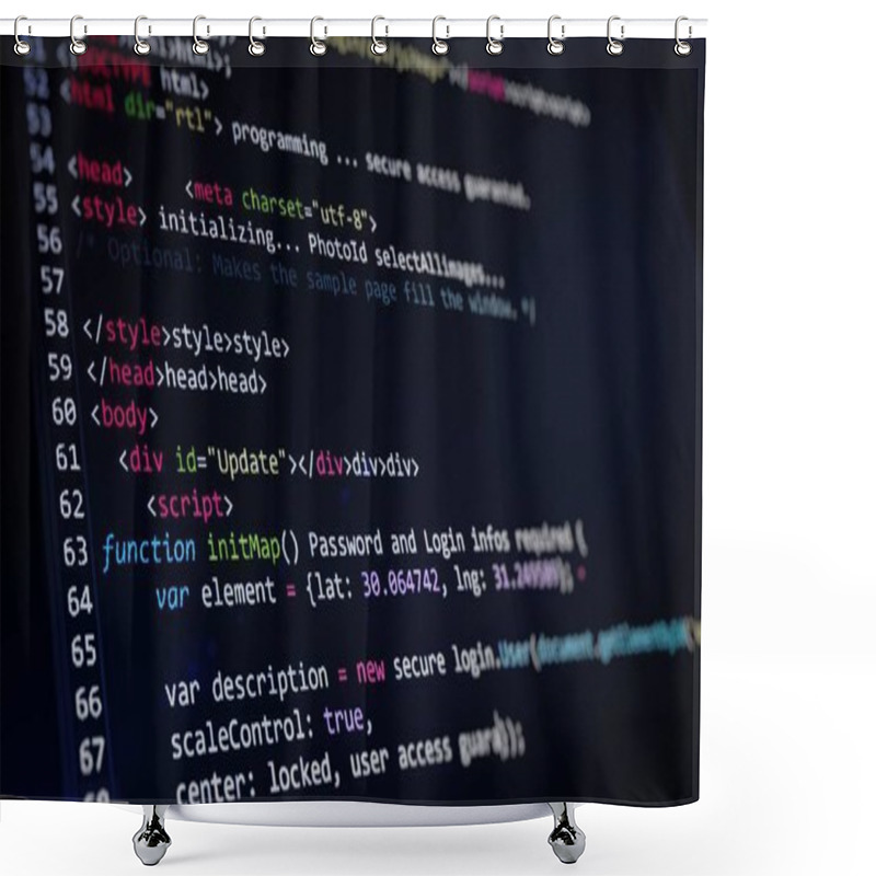 Personality  Computer Code Programming Coding Process 3d Illustration Shower Curtains