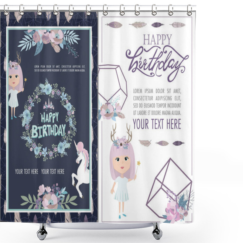 Personality  Magic Happy Birthday Greeting Cards  Shower Curtains