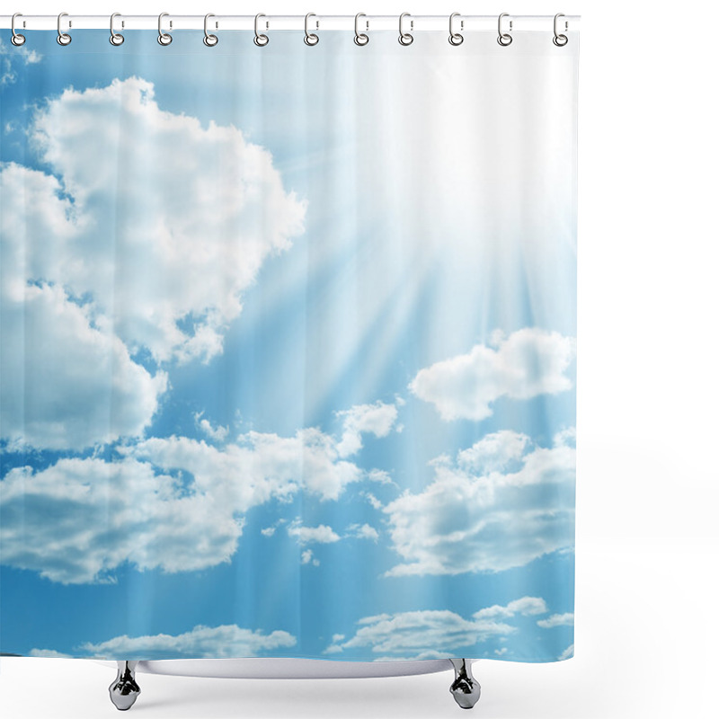 Personality  Sun On Blue Sky Shower Curtains