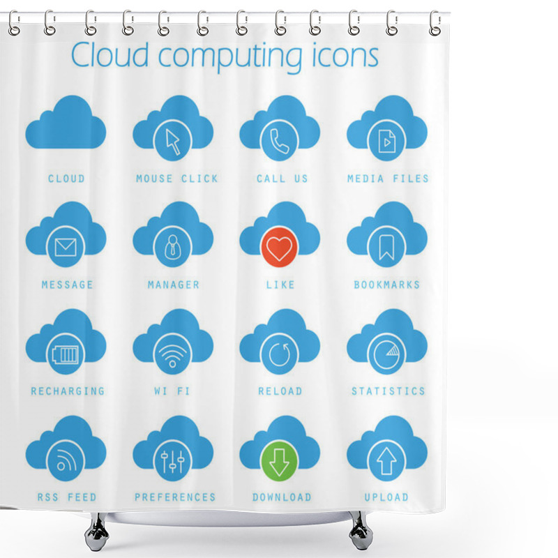 Personality  Cloud Computing Icons Set Shower Curtains