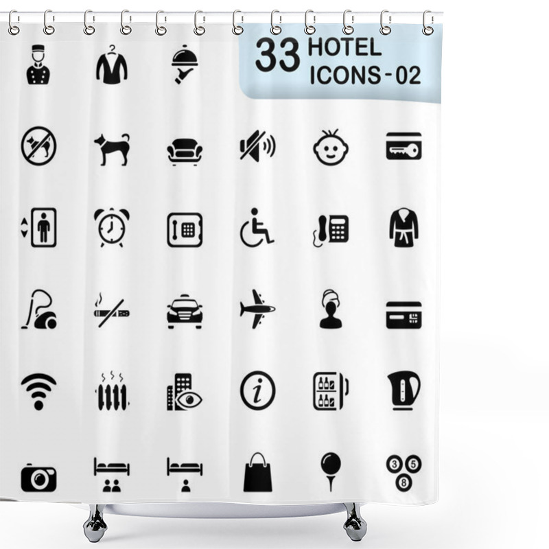 Personality  33 Black Hotel Icons 02 Shower Curtains