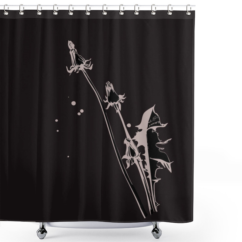 Personality  Monochrome Dandelion On Light Background Shower Curtains