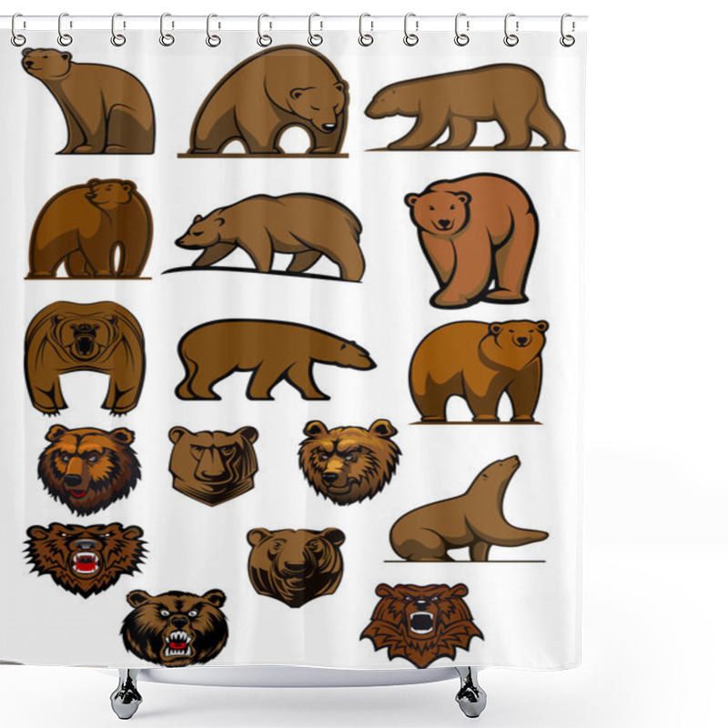 Personality  Grizzly And Brown Bear Characters Shower Curtains