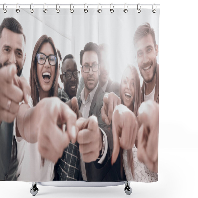 Personality  Group Of Successful Business People Pointing At You Shower Curtains