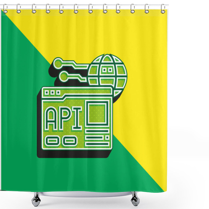 Personality  Api Green And Yellow Modern 3d Vector Icon Logo Shower Curtains