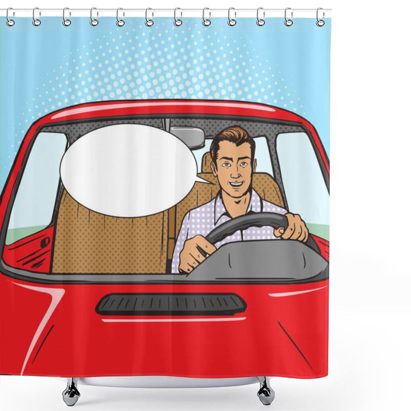 Personality  Man Drive Car Pop Art Style Vector Shower Curtains