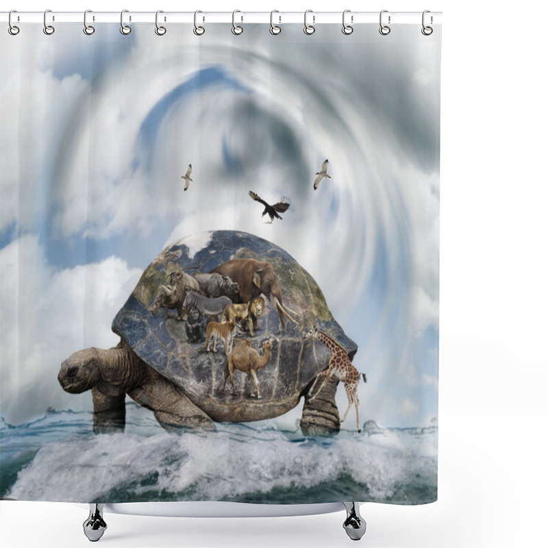 Personality  World Turtle Concept Shower Curtains