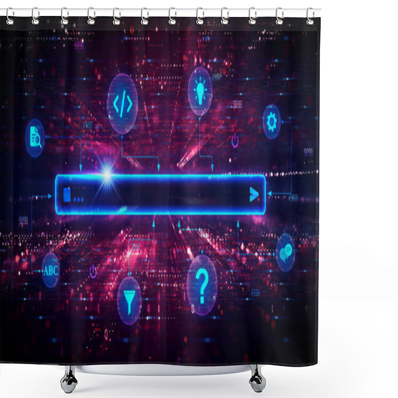 Personality  Prompt Engineering - The Process Of Structuring Phrases That Can Be Interpreted By A Generative AI Model - Conceptual Illustration Shower Curtains