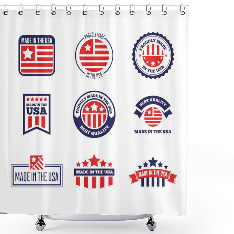 Personality  Set Of Vector Labels, Logo, Badges And Signs Made In USA Shower Curtains