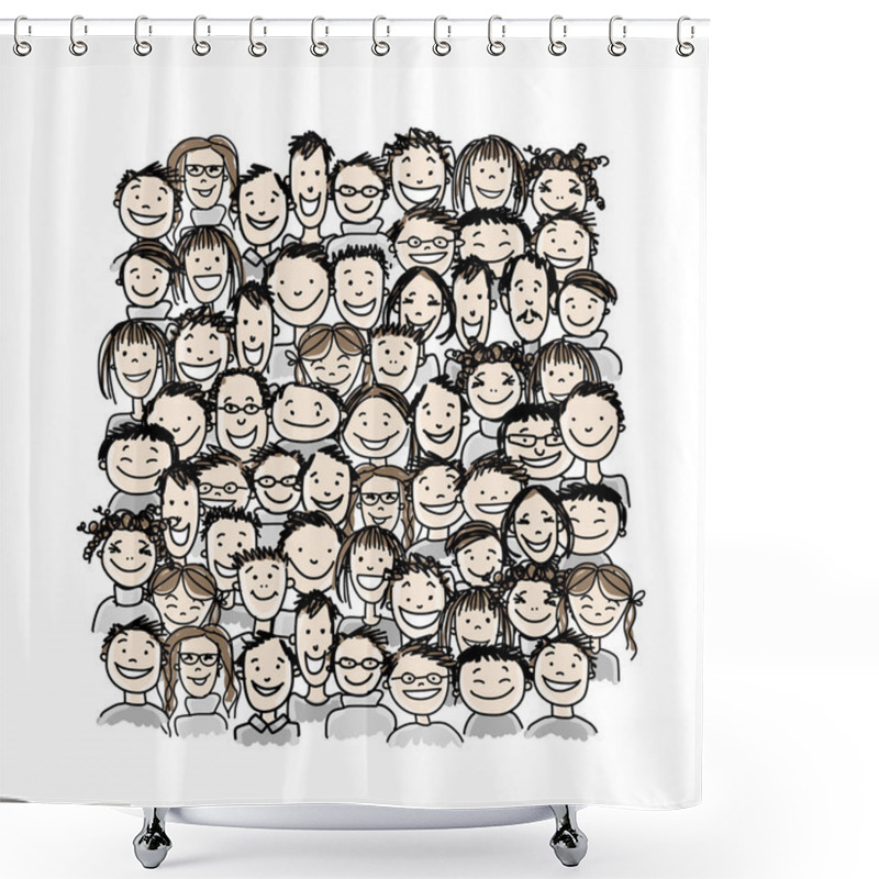 Personality  Group Of People, Sketch For Your Design Shower Curtains