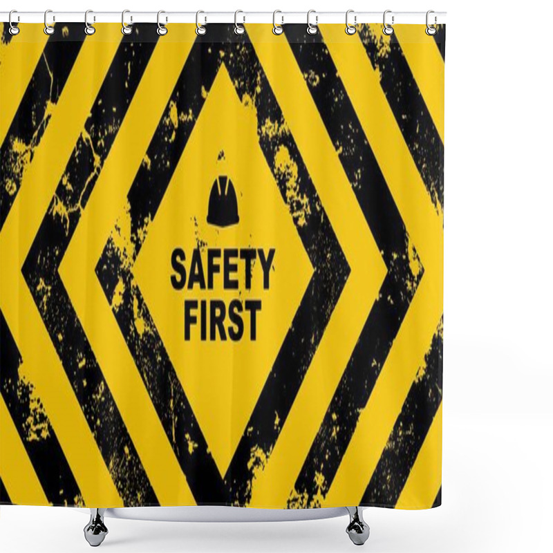 Personality  Safety First Sign. Vector Icon Shower Curtains