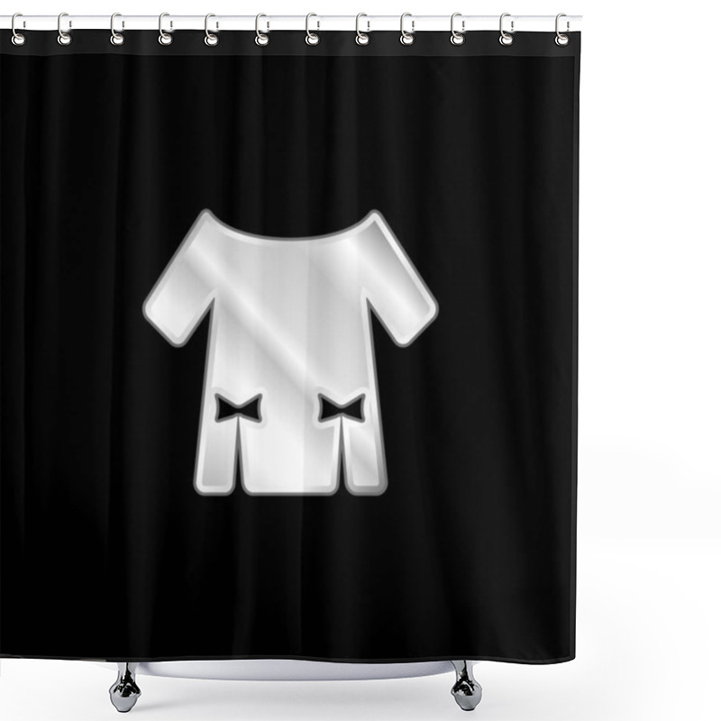 Personality  Blouse With Two Ribbons Silver Plated Metallic Icon Shower Curtains