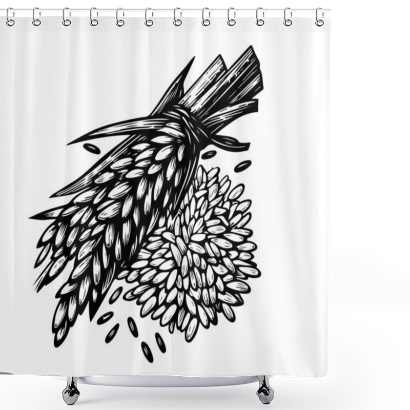 Personality  Rice Hand Drawn Graphic Asset Shower Curtains