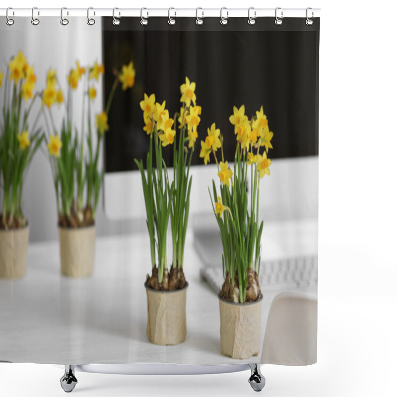 Personality  Blooming Narcissus Flowers  Shower Curtains