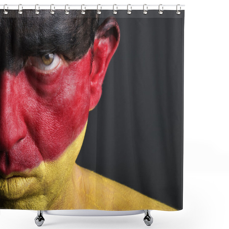 Personality  Man With His Face Painted With The Flag Of Germany Shower Curtains