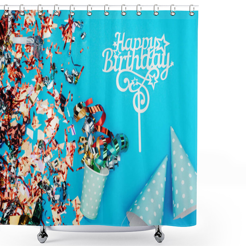 Personality  Confetti With Paper Cup And Party Hats Shower Curtains