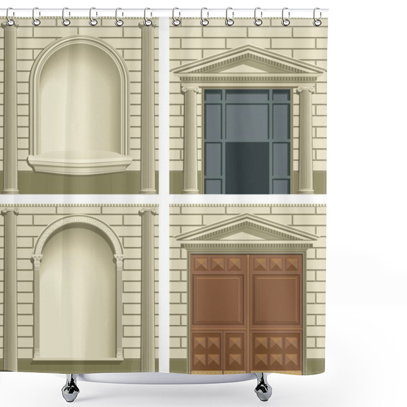 Personality  Classic Exterior Facade Elements Shower Curtains