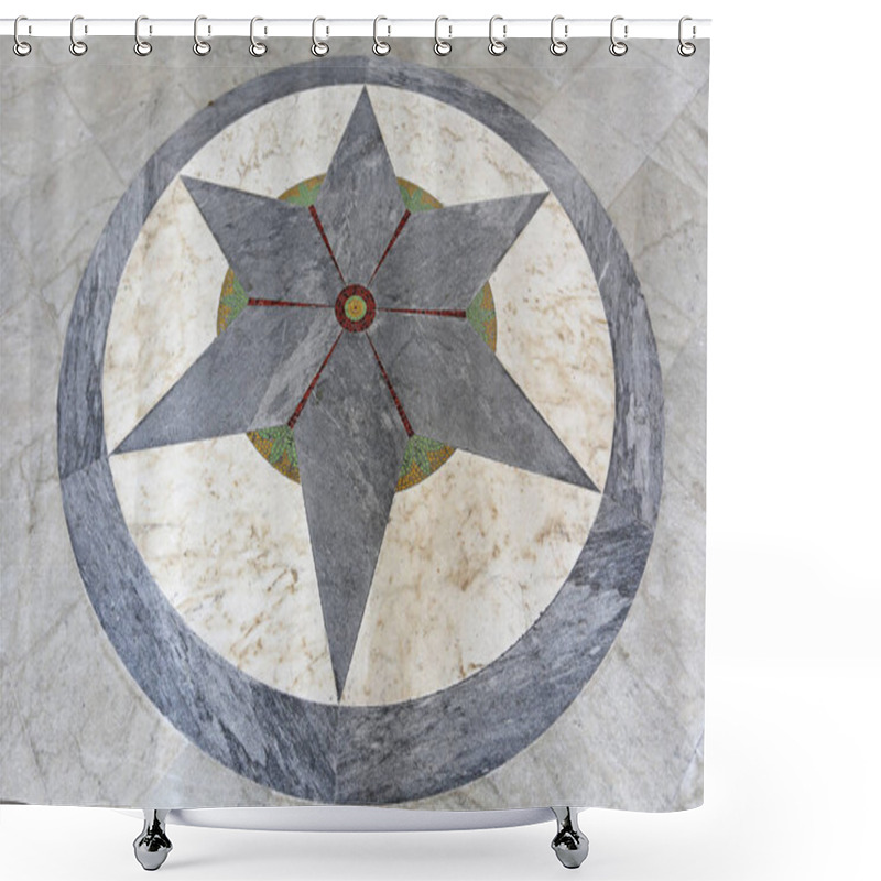 Personality  Gray Marble Star Mosaic Decoration At Roman Catholic Church In Naples Shower Curtains