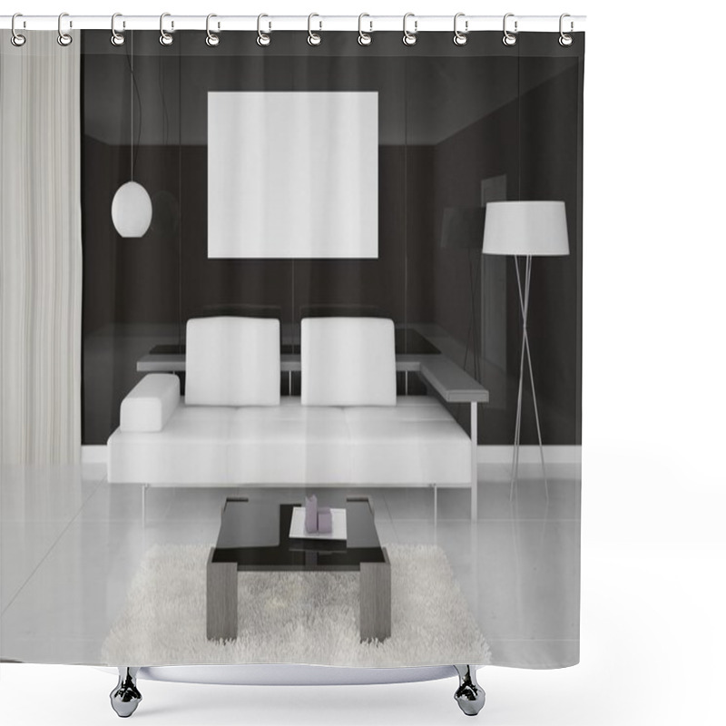 Personality  Mock Up Poster With A Modern Sofa. Shower Curtains