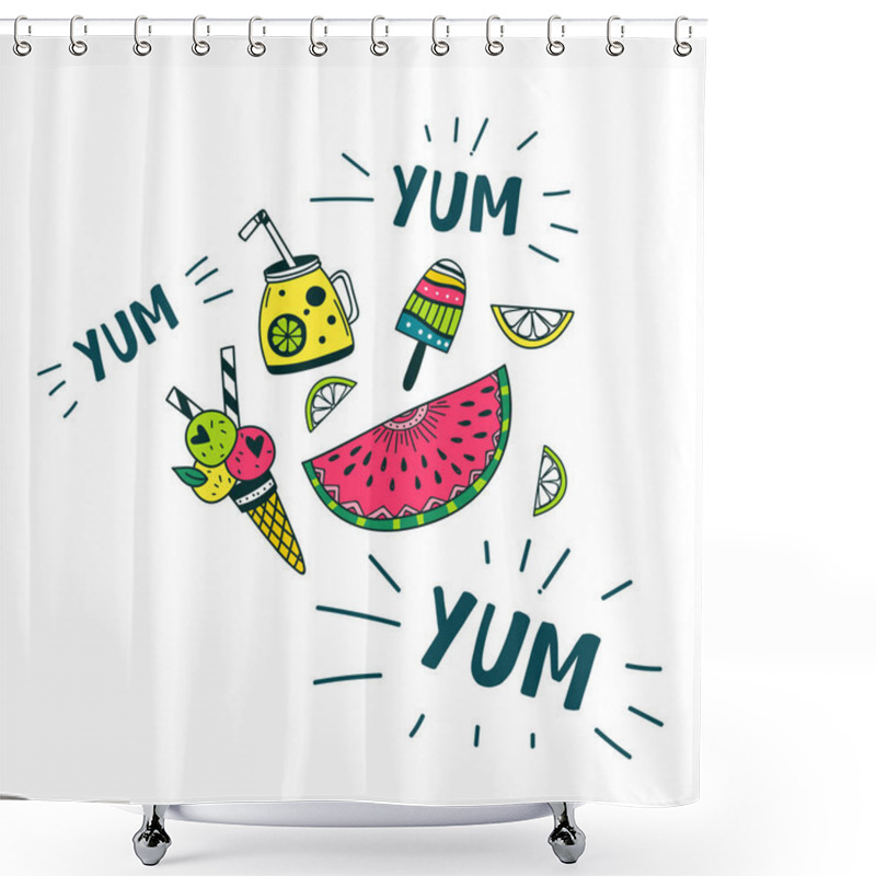 Personality  Yum Yum Summer Food Set Shower Curtains