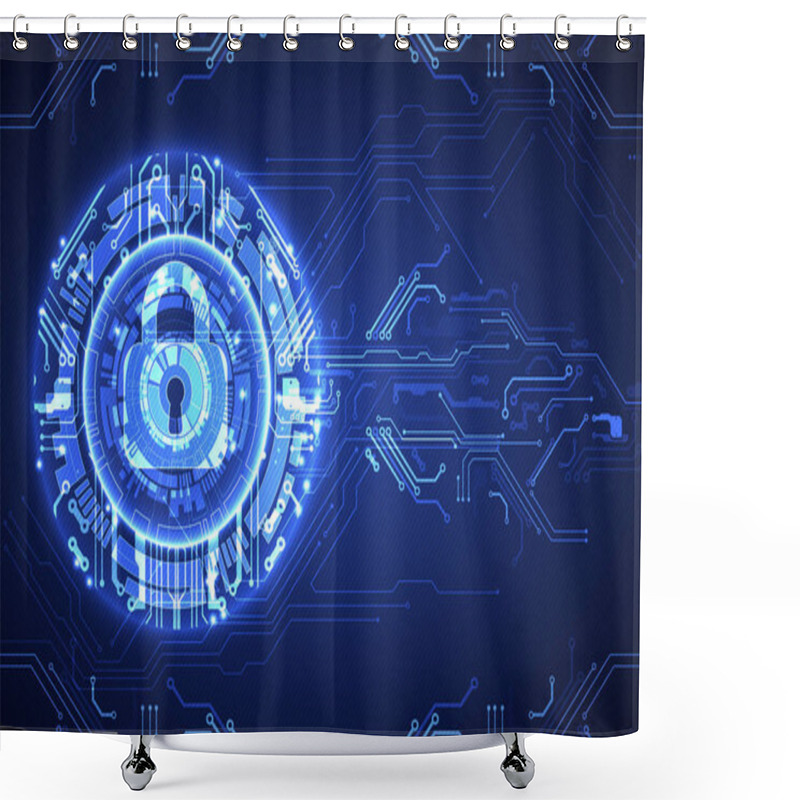 Personality  Protection Concept. Protect Mechanism, System Privacy. Vector Illustration Shower Curtains