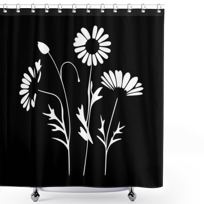 Personality  Flowers - Black And White Isolated Icon - Vector Illustration Shower Curtains