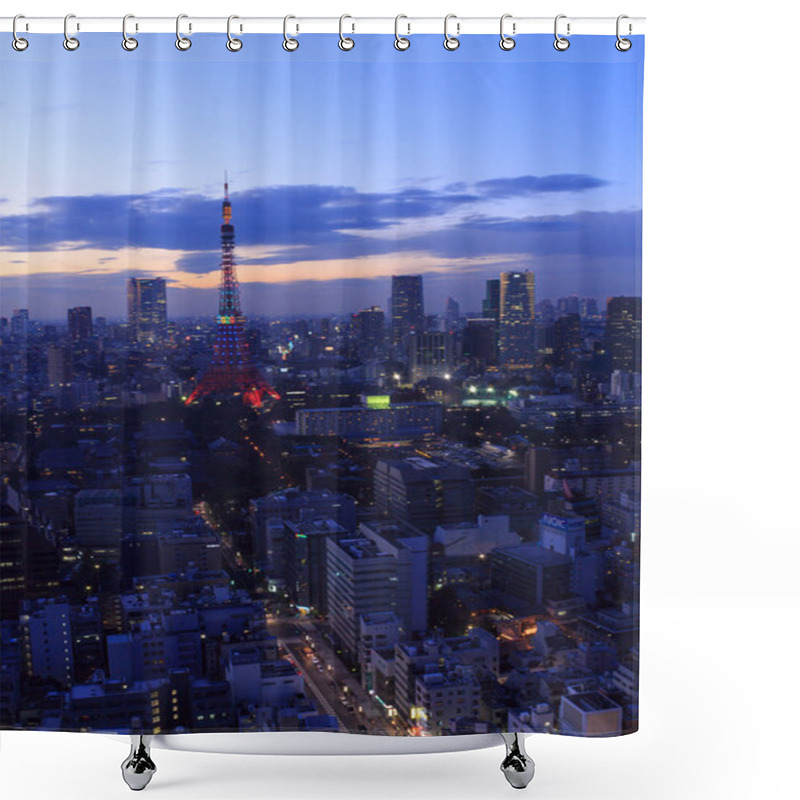 Personality  The City Of Tokyo And Tokyo Tower Olympic Illumination Shower Curtains