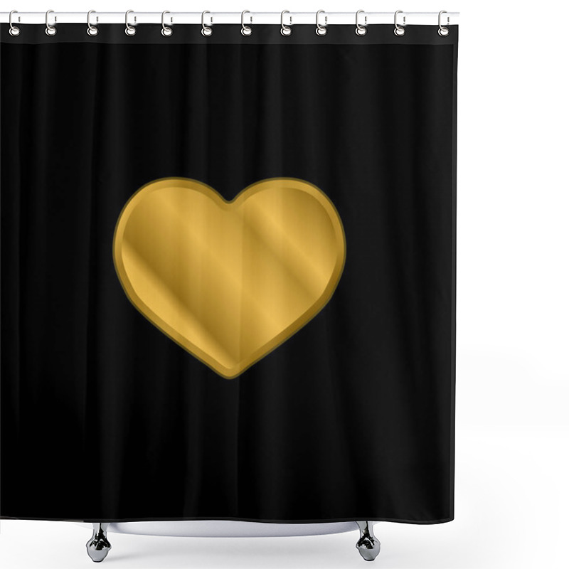 Personality  Big Black Heart Gold Plated Metalic Icon Or Logo Vector Shower Curtains