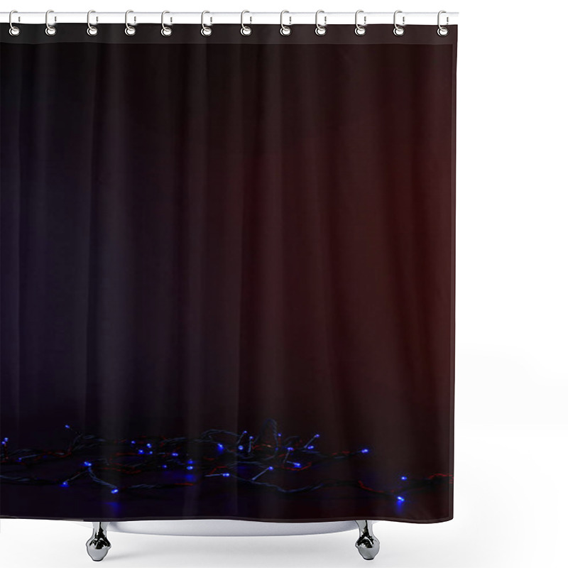 Personality  Blue Shining Garland On Dark Surface Shower Curtains