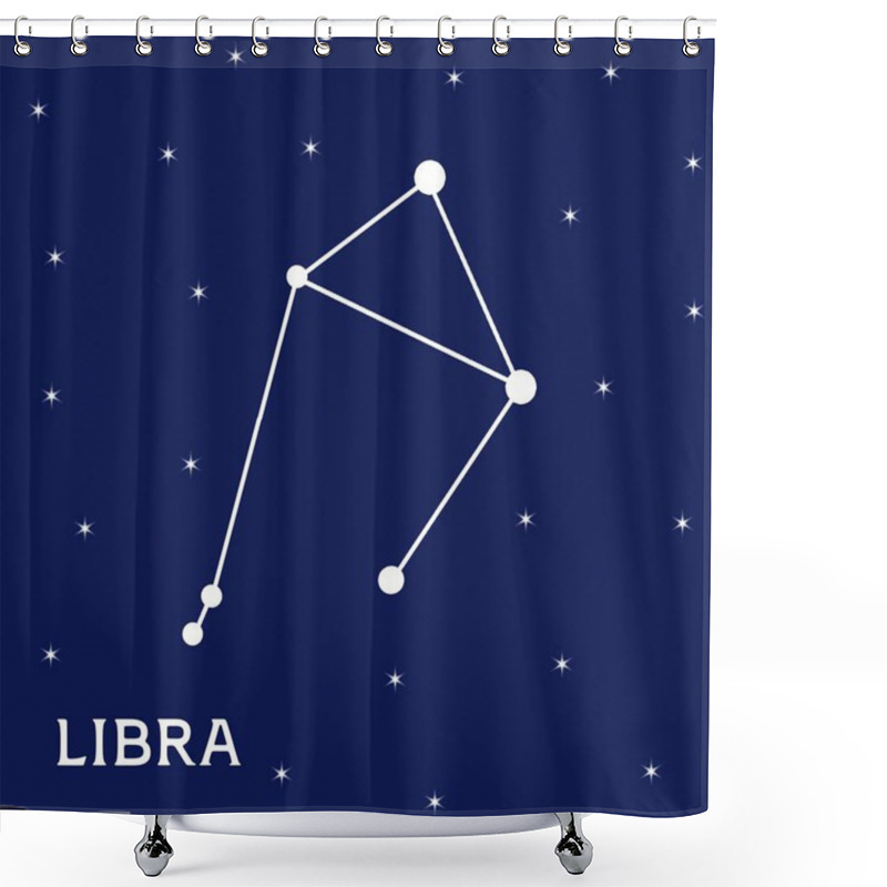 Personality  Libra Constellation Illustration With Starry Night Sky For Astrological And Celestial Themes Shower Curtains