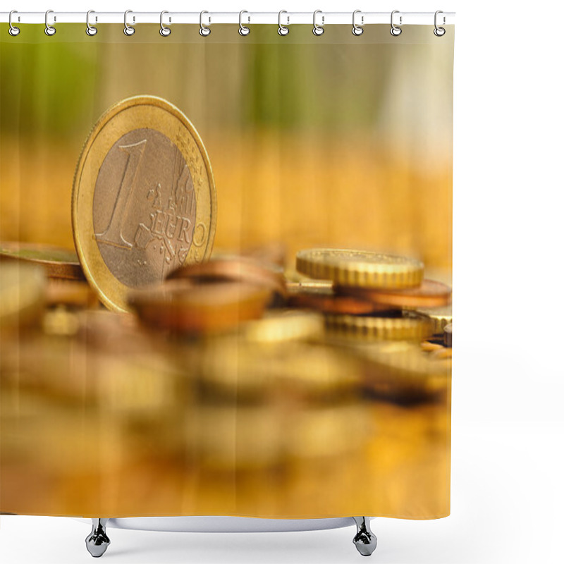 Personality  Euro Coins On Wicker Shower Curtains