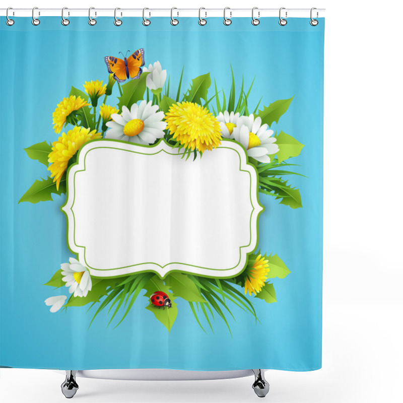 Personality  Fresh Spring Background With Grass, Dandelions And Daisies Shower Curtains