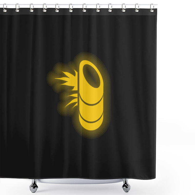 Personality  Bamboo Plant From Japan Yellow Glowing Neon Icon Shower Curtains