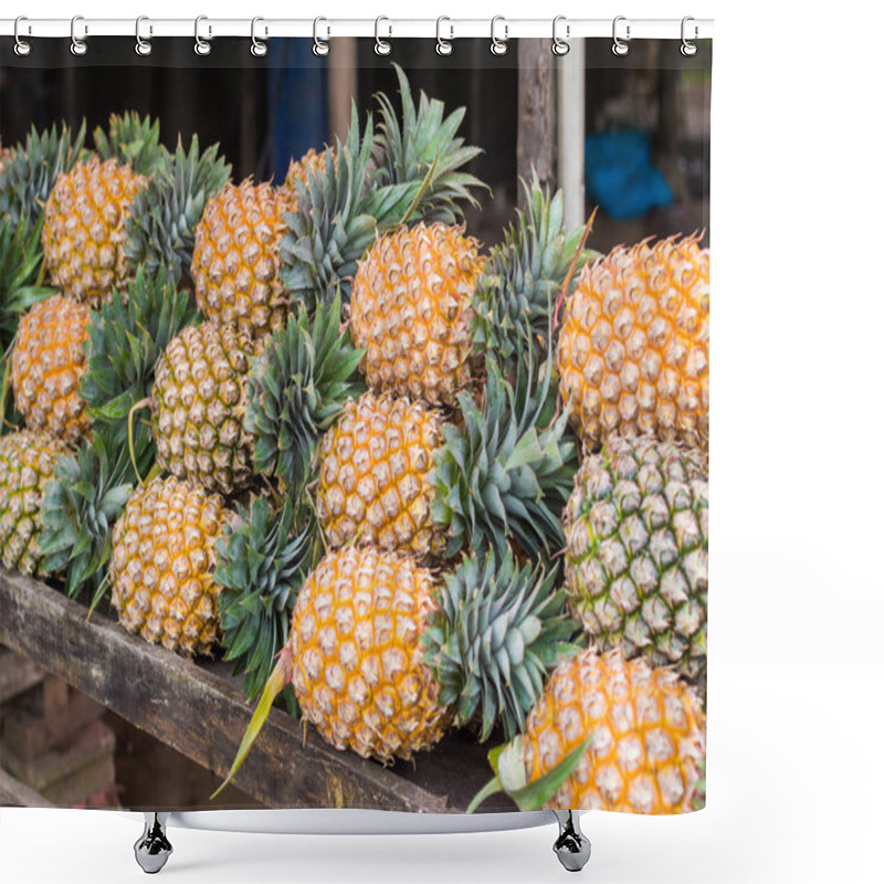 Personality  Many Row Of Pineapple At Market Stall Shower Curtains