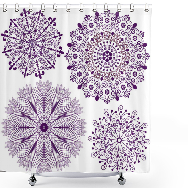 Personality  Set Christmas Filigree Snowflakes Shower Curtains