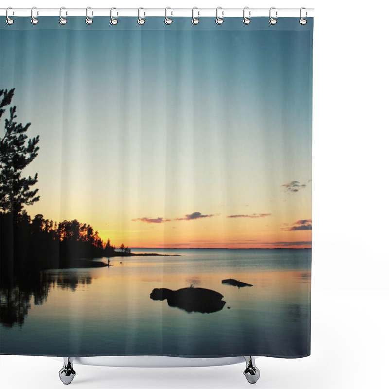 Personality  Beautiful Northern Landscape Ladoga Lake At Sunset Shower Curtains